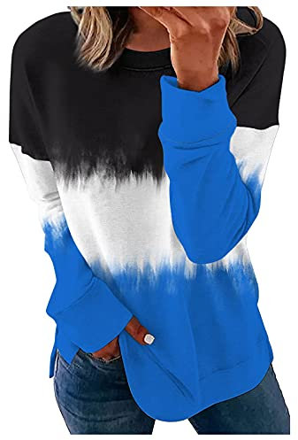 Longpullover Damen Herbst Winter Tunika Longshirt 3D Druck Langarm Große Größen Lange Oberteile Bedruckte Longbluse T Shirt Casual Lose Elegant Pullover Bluse Sweatshirt Langarmshirt Hemd Tops