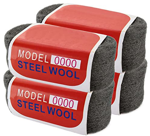 ASelected 4 ratones de lana de alambre de acero de 16 metros, 4 ratones de lana de acero, grado 0000 para limpiar, pulir, pulir vidrio, ventanas, azulejos, metal, 4 x 100 g, (4 m/rollo) x 4, gris