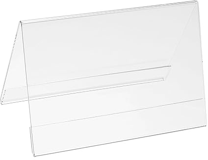 PATIKIL 5,85 x 3,9 Pulgadas Acrílico Escritorio Identificación Placa Soportes, 5uds Transparente Nombre Tienda Soportes, V Forma para Mesa Menú Tarjetero Soporte