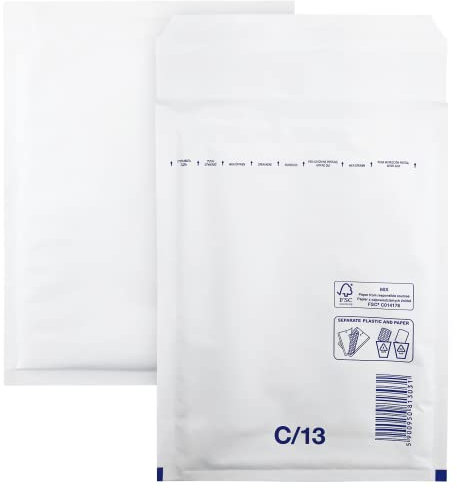 Netuno 100 Stück Luftpolster Versandtasche Weiß C/13 (170x 225 mm) Luftpolstertasche Luftpolsterumschlag Polsterumschlag Briefumschlag gepolstert Recycling reißfest Versandtasche mit Luftfolie