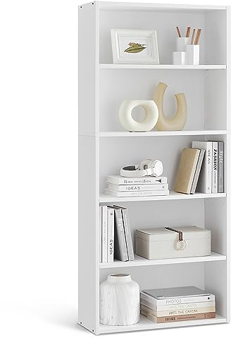 VASAGLE CUSTOS Collection - Bookshelf, 5-Tier Bookcase, Book Shelf, Open Storage Shelf, 9.4 x 23.6 x 52.5 Inches, for Living Room, Home Office, Dining Room, Cloud White ULBC165T14
