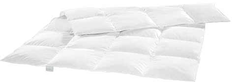 Bodyprotect leichte Daunendecke, Sommerdecke 100% neuen Daunen (60%) & Federn (40%), Kassettendecke, Bettdecke 100% Baumwolle (Daunenbatist), Downpass, Nomite, Ökotex, 60 Grad waschbar, 155 x 220 cm