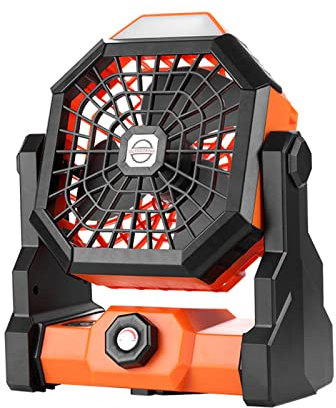 VACANON Camping Fan with LED Lantern, 7800mAh Battery Operated Rechargeable Tent Fan with Light & Hook 270 Degree Rotation Stepless Speed Camping Fan for Camping, Power Outage, Hurricane