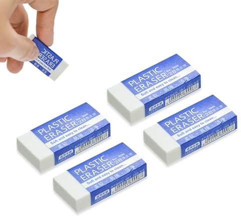 Rubbers Erasers, 4 Pcs 2B White Soft Cute Eraser, Latex-Free Long Lasting Pencil Eraser Rubbers for School, Artists, Architects, Office, Drawing, Students Teachers Drawing Sketching