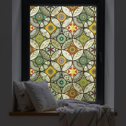 dktie Fönsterfilm, icke-självhäftande insynsskyddsfilm i vinyl, fönsterfilm i färgat glas, för badrum, duschdörr, värmestyranordning, anti-UV, 44,5 x 400 cm
