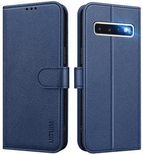 UITUIM Handyhülle für Samsung Galaxy S10 (Nicht für S10+), Klapphülle Leder Hülle Klappbar Flip Case Cover mit Magnet Kartenfach Geldbörse Ständer Schutzhülle Handytasche für Samsung S10 4G,Blau