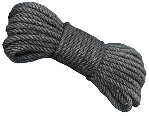 PULaif Corda for Bondage, Corda da Giardino, Corda di Canapa - Diametro 6 mm - 20 Metri (65 Piedi) spago di Iuta, Grigio