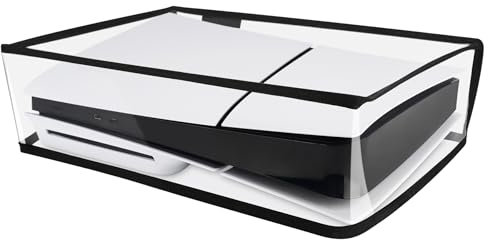 PlayVital Cubierta Antipolvo Horizontal para ps5 Slim Disc Edición(el nuevo diseño más pequeño) Protector a Prueba de Polvo Funda Impermeable para ps5 Slim Consola Accesorios(Transparente)