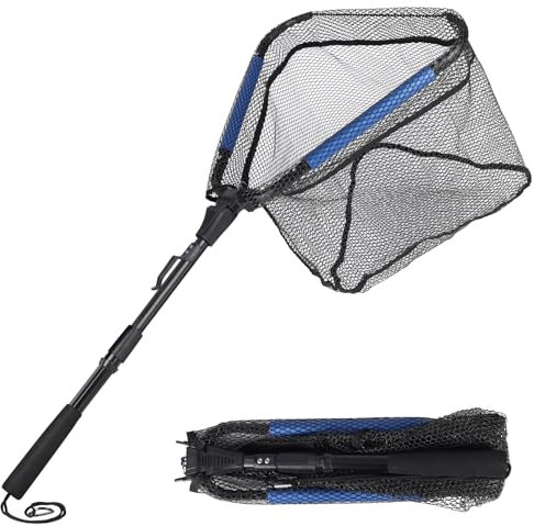 Épuisette de pêche, épuisette caoutchoutée, longueur réglable, filet de pêche pliable, filet de pêche pliable, épuisette compacte, épuisette, épuisette, épuisette pour la pêche à la carpe, accessoires