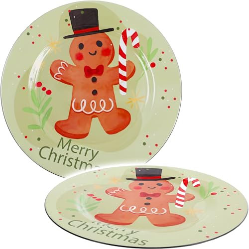 alles-meine.de GmbH Teller/Platzteller Weihnachten - Lebkuchenmann Ø 33 cm - großer Unterteller/Plätzchenteller - Weihnachtsteller rund flach - Dekoteller - Gedeckter Tis..