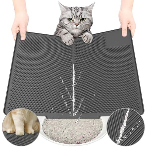Alfombrilla de arena para gatos, alfombrilla de arena de silicona para gatitos, impermeable, alfombrilla para caja de arena, trampa de arena para gatos para suelo, antideslizante y fácil de limpiar