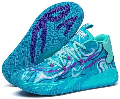 Bolognifi Chaussures de Basket-Ball Montantes Unisexes, Semelle extérieure en Caoutchouc antidérapante, idéales for l'entraînement et Les Jeux en extérieur(Blue,41 EU)