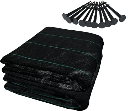 AufuN 2mx10m Unkrautvlies Gartenvlies gegen Unkraut, Reißfestes Unkrautfolie Unkrautgewebe 100g/m²,Hochbeet Folie, Sandkastenvlies & Bodenschutzvlies zur Unkrautbekämpfung, Wasserdurchlässig
