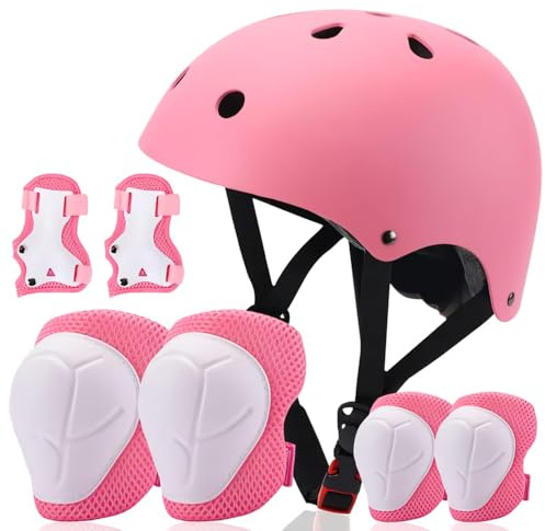 Casco para niños Besttravel con juego de almohadillas, casco ajustable para niños de bicicleta para niños de 5 años en adelante, niños, niñas, multideportes, seguridad (Rosa con almohadillas)