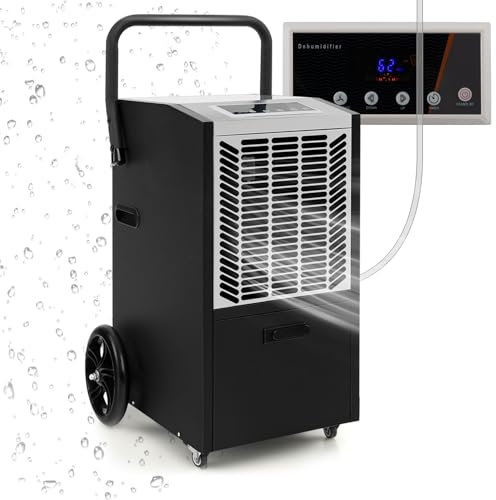 RELAX4LIFE Deshumidificador de Capacidad 66L/24h, Superficie 418m²/355m³ Deshumidificador de Humedad con Bomba, Manguera Drenaje, Ruedas, Control Táctil y Temporizador 24h para Sótano/Almacén (Blanco)