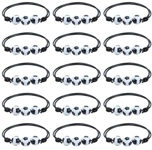 XPEX 15 Pezzi Bracciale Calcio, Braccialetti Amicizia Bambini, Braccialetti Intrecciati Regolabili Per Feste Sportive, Braccialetto Per Bambini, Regalo Di Compleanno Feste, Gadget Calcio
