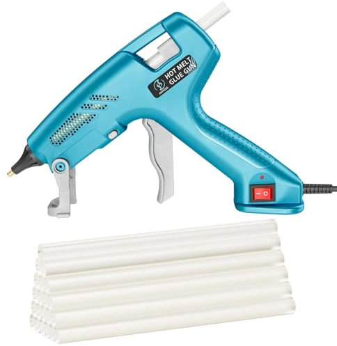 HHYSSG Pistola de Pegamento Caliente, 100W Profesional, Calentamiento Rápido, ON/OFF con 30pcs 11x150 mm Barra de Pegamento y Bolsa, Adecuada para Bricolaje, Uso Doméstico