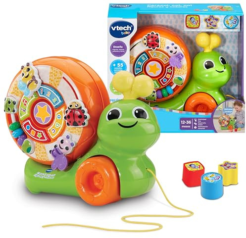 VTech-Baby Caracol Col Col Música y Animales, Juguete de Arrastre, Caracol Interactivo, Juegos para Encajar, Coordinación Ojo-Mano, Regalo niños 1 año, Versión ESP