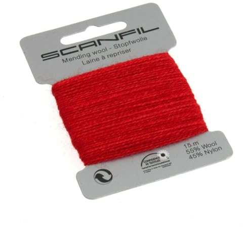 Darning Wool Thread Mending 262D, Colour 056 red, 2 Cards (30m)