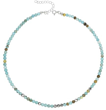 Unika ädelstenar damer pärlhalsband ädelsten halsband choker 38 cm kort chakra pärlor Ø 4 mm rund Buddha skyddskedja juvelerarkvalitet, Kurz, Ädelsten, Gratis val