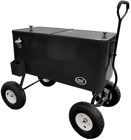 AXI Retro Cooler Noir | Réfrigérateur de Boissons Mobile pour l’extérieur/Le Jardin | Glacière 76 Litre