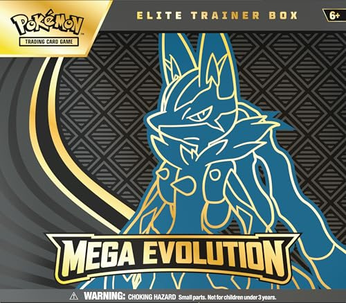 Pokémon TCG: Mega Evolution Elite Trainer Box – Lucario (1 Full-Art Promo Card, 9 Booster Packs & Premium Accessories)