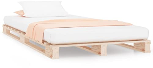 YNGBHFNOP Pallet Bed without Mattress Small Single Solid Wood Platform Bed Frame with Modern Style for Bedroom Guest Room Kids Durable Natural Wooden Slatted Base Easy Assembly No Box Spring Needed