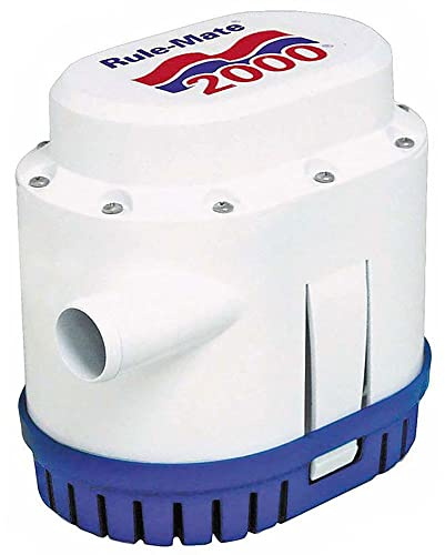 Rule-Mate RM2000A Automated Bilge Pump, No Float Switch Required, 2000 GPH, 12 Volt, White/Blue