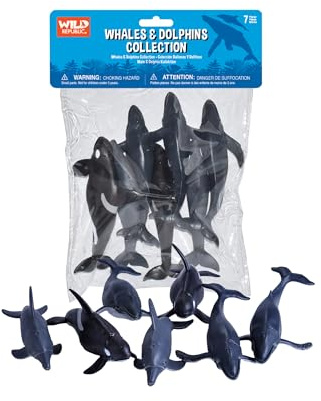 Wild Republic 83783 Polybag Whales and Dolphins, Humpback Whale, Orca, Dolphins, Kids Gifts, 7 - Pieces