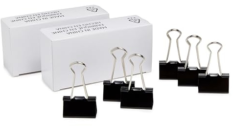 Amazon Basics Sturdy Binder Clips, Office Supplies, Medium 1.25 inches, Document Organizing, Sturdy Steel, Black, 24 Count (2 Pack of 12)