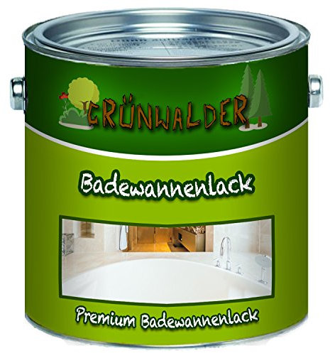 Grünwalder Badewannenlack Badezimmerfarbe Badewannenbeschichtung 2K Speziallack SET Decklack + Grundierung Weiss Grau Beige Schwarz (2,5 L, Weiß)