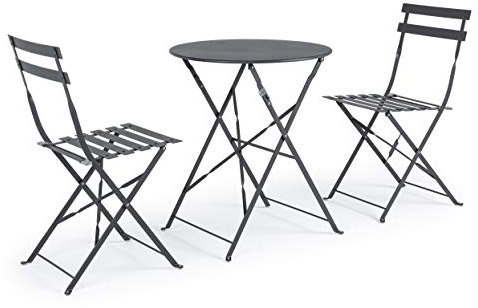Anthrazit Bistrot Gartenset Bizzotto Tisch und Stühle