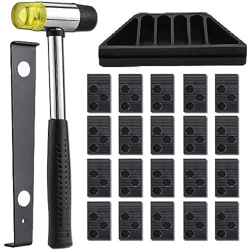 Youyijia Wood Flooring Installation Kit Wood Flooring Tools with 23 Spacers Durable Rubber Tapping Block Double Side Mallet and Heavy Duty Pull Bar Laminate Flooring Tools for Domestic Purposes