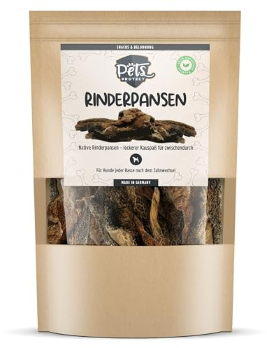 Pets Protect Nötkött 500 g, tuggmat tillverkat av 100% nötkött, torkat och naturligt, för art-lämplig tuggkul för hundarna, tillverkad i Tyskland