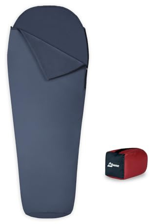 Litume Velvet Velour Sleeping Bag Liner Add Up to 14°F, Mummy Sleeping Sack Backpacking, Camping, Traveling, Hotel, Hostal, Lightweight Sleep Sack (E628, with Zipper)