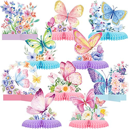 Epakh 10 Pcs Butterfly Birthday Party Butterfly Honeycomb Centerpieces