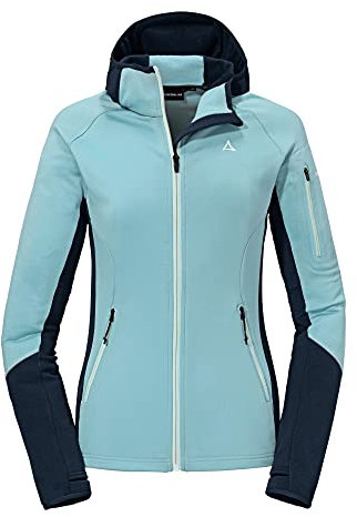 Schöffel Damen Fleece Hoody Lodron L, atmungsaktiver Fleece Pullover mit hoher Bewegungsfreiheit, funktionaler Hoodie mit Body-Mapping Technologie, cole blue, 42