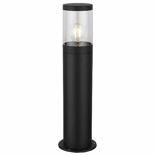 firstchoicelighting Modern Black Outdoor Post Light, IP44 Waterproof Driveway Bollard Light, Height 50cm, Clear Diffuser, LED Compatible