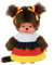 Sekiguchi Mädchen im Deutschland-Kleid | 20 cm Monchhichi Puppe | Zwei Zöpfchen