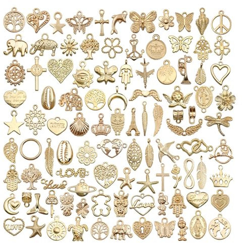 PAITOK Charms Pendants for Jewellery Making,100 Pieces Mixed Retro Alloy Charms Set for Bracelet Necklace Earrings Making DIY Crafts