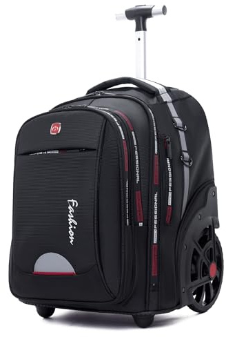 WMHYLYH Waterproof Rolling Backpack for Women and Men, Laptop Backpack with Wheels for Adults, Carry on Backpack with Large Wheels for Travel and Business Commuter (Black, 22inch)