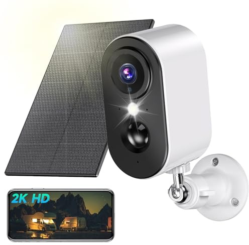 PESAIR 2K Überwachungskamera Aussen Akku/Solar - Kamera Überwachung Aussen WLAN mit Farbige Nachtsicht, Kabellose Überwachungskamera außen/innen, PIR-Bewegungserkennung, IP66, 2,4 GHz