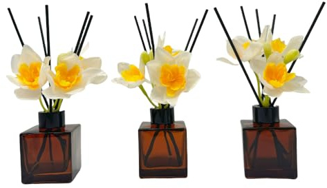 Lot de 3 flacons diffuseurs vides à roseaux et bâtonnets diffuseurs de roseaux noirs pour salle de bain, hôtel, décoration de la maison (marron, 100 ml)