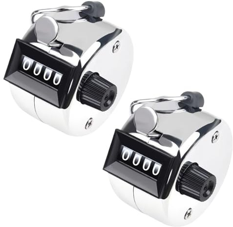 kclkda 2 Pack Hand Tally Counter, 4-Digit Manual Clicker Counter with Finger Ring, Stainless Steel Mechanical Counter for Golf, Sports, Attendance, and Event Counting