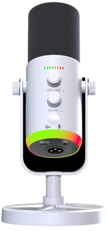 Quystetes Microfono Dinamico USB Gaming RGB per Podcast Live Streaming Condenser Mic per Computer