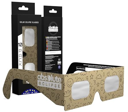 Gafas Eclipse Solar Homologadas ISO 12312-2 CE EPI | Lentes para Eclipse Solar | Fabricante Europeo Reconocido AAS | Eclipse Total España 2026 | Doodle | Pack de 10