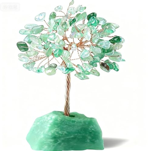 Yttriuny Green Aventurine Crystal Tree Ornaments of Life Money Tree for Living Room Green Room Decor Reiki Fengshui Decor Ornaments Cute Desk Accessories Unusual Gifts Women