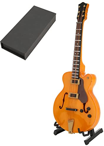 ZenithAur Modèle de Guitare électrique Miniature avec présentoir pour la décoration de la Maison, Un Mini modèle d'instrument de Musique de 7,1 Pouces avec Finition dorée et