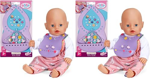 BABY born Bavoir Pin-Play – Vêtement avec épingles décoratives – pour poupées 43 cm – Accessoires de Haute qualité en Plastique (Lot de 2)