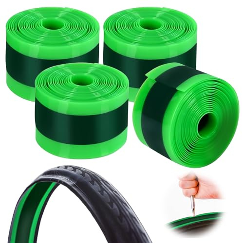 Set di 4 rivestimenti per pneumatici per bicicletta, protezione contro le forature, per mountain bike, bici da corsa, MTB (verde + verde scuro)